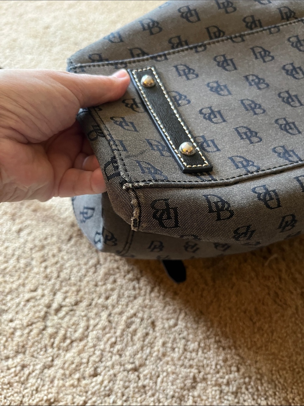 Dooney & Bourke Brown Logo Shoulder Tote with Black Trim - Picture 12 of 13